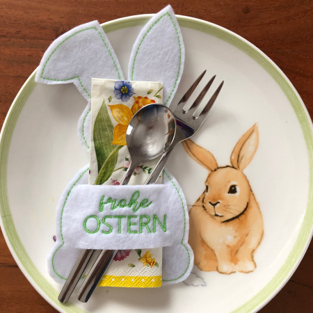 Bestecktasche Hase weiß