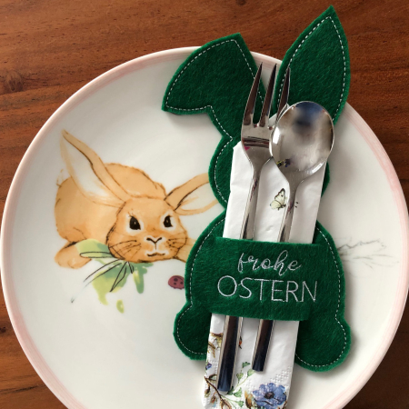 Bestecktasche Hase dunkelgrün