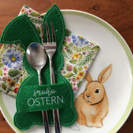 Bestecktasche Hase grün