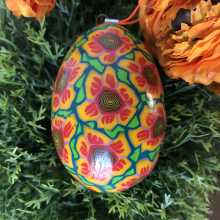 Gänseei Fimo Blume gelb
