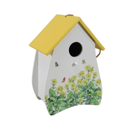 Vogelhaus z. Hängen weiß-gelb