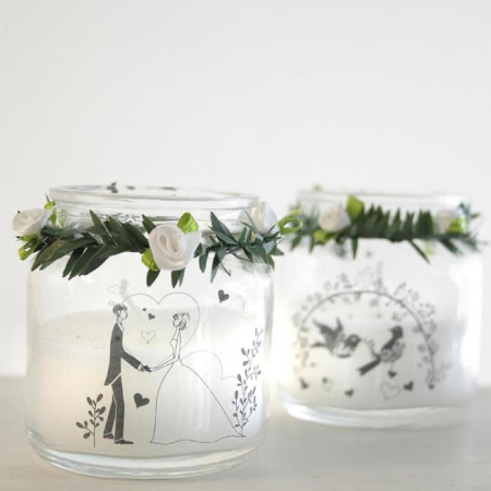 2er Set Hochzeitskerze im Glas