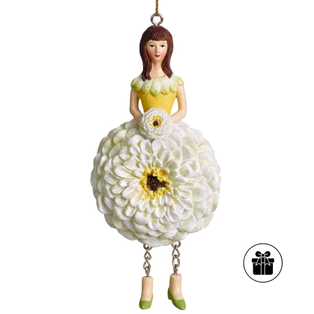 Zinnienmädchen WEISS-GELB zum Hängen