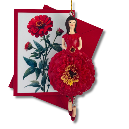 Mini-Karte Zinnie rot