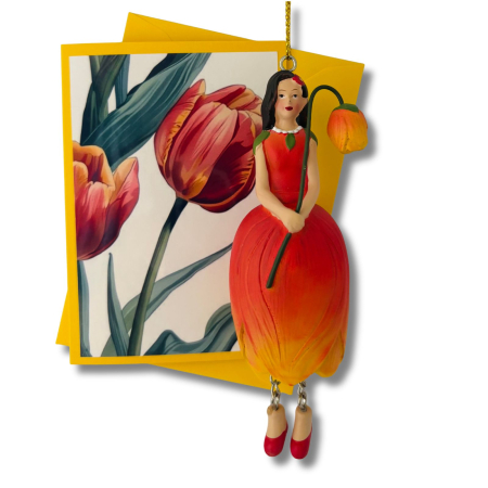 Preview: Mini-Karte Tulpe orange-gelb