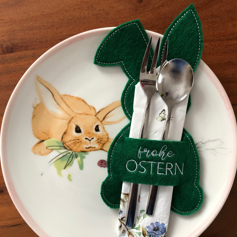 Bestecktasche Hase dunkelgrün