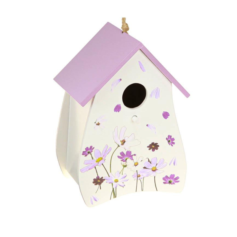 Vogelhaus z. Hängen weiß-rosa