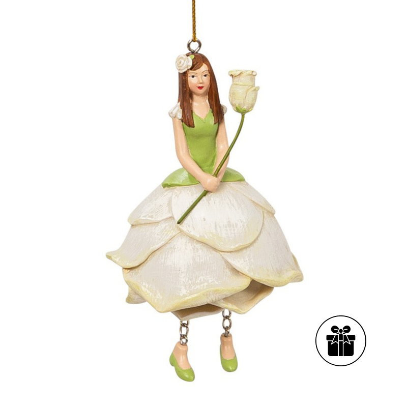 Rosenblütenmädchen WEISS zum Hängen