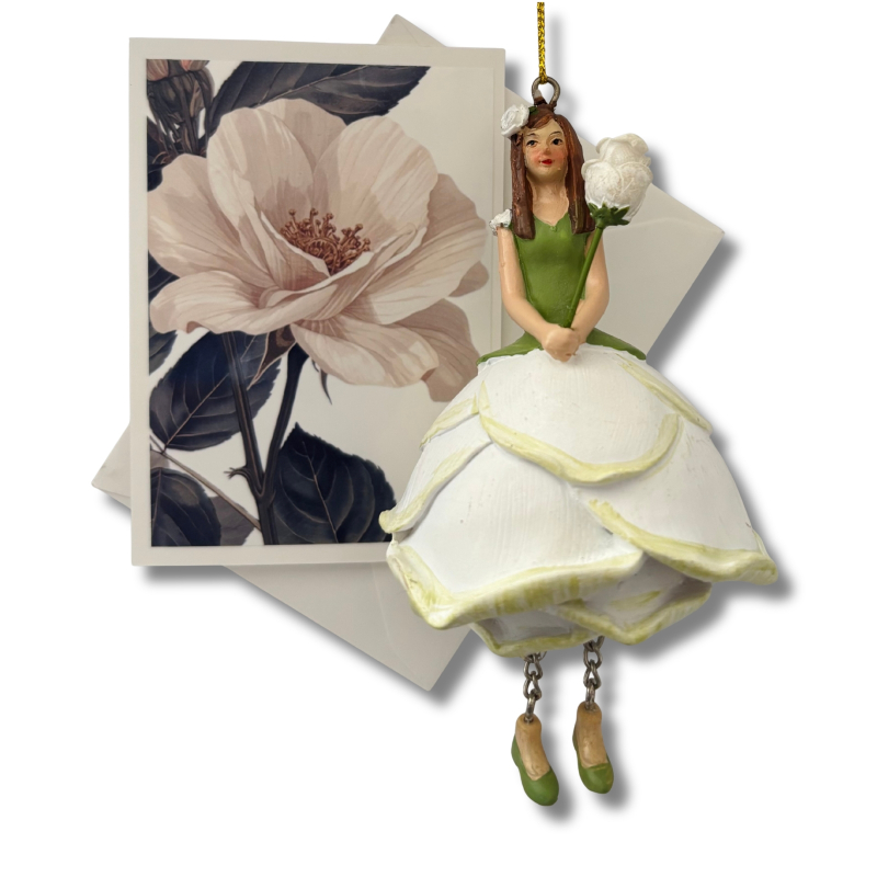 Mini-Karte Rosenblüte weiß