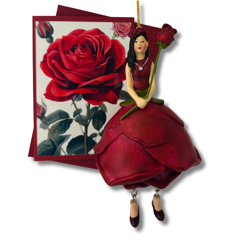 Rosenblütenmädchen ROT zum Hängen