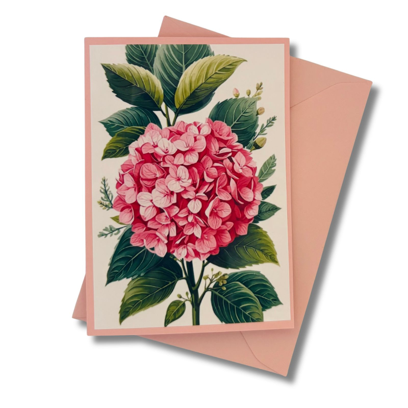 Mini-Karte Hortensie rosa