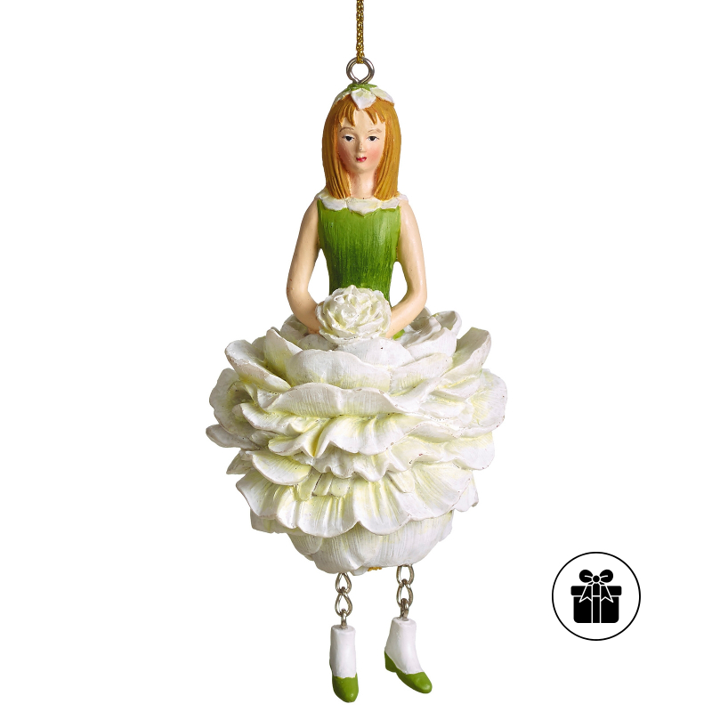 Pfingstrosenmädchen WEISS-GRÜN zum Hängen