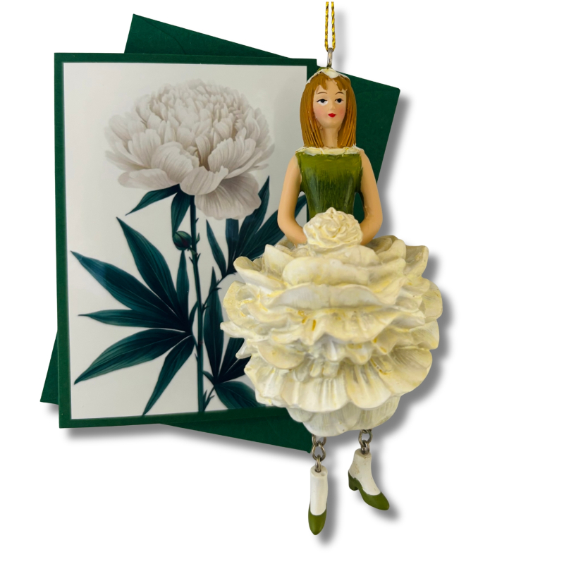 Mini-Karte Pfingstrose weiß