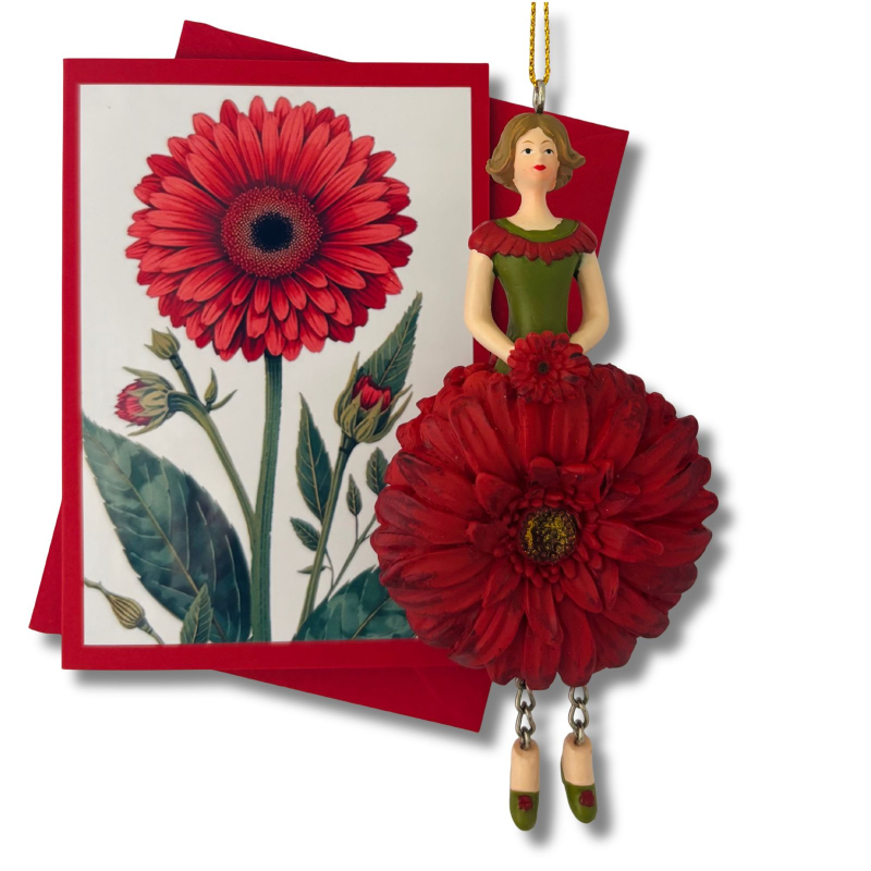 Mini-Karte Gerbera rot