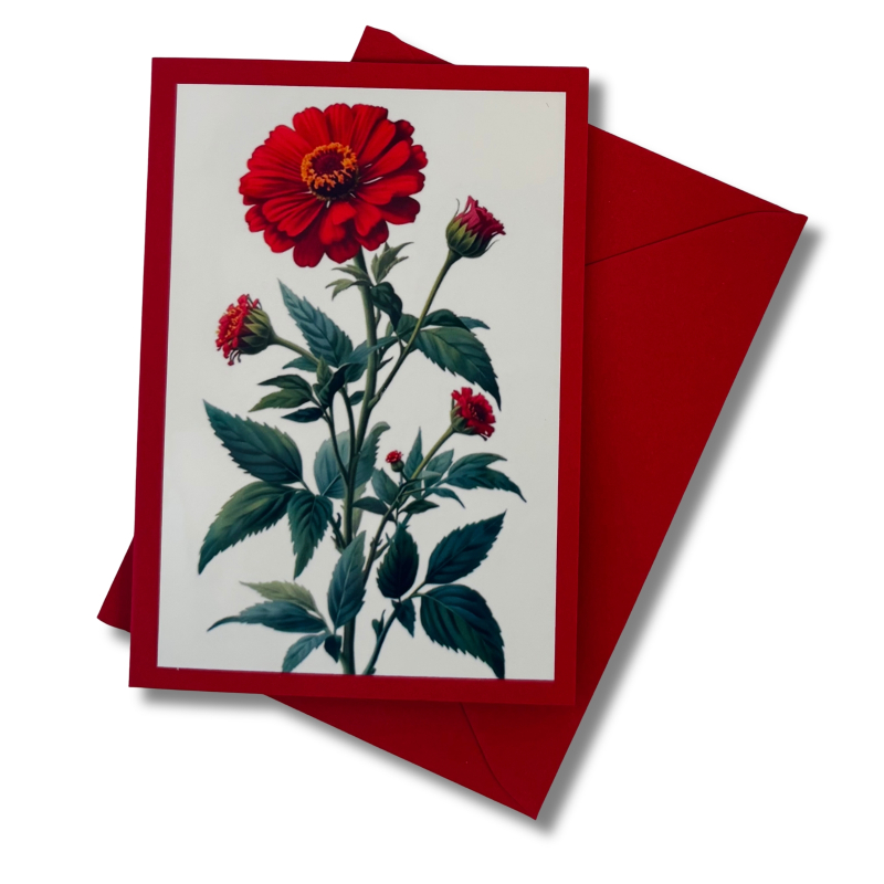 Mini-Karte Zinnie rot