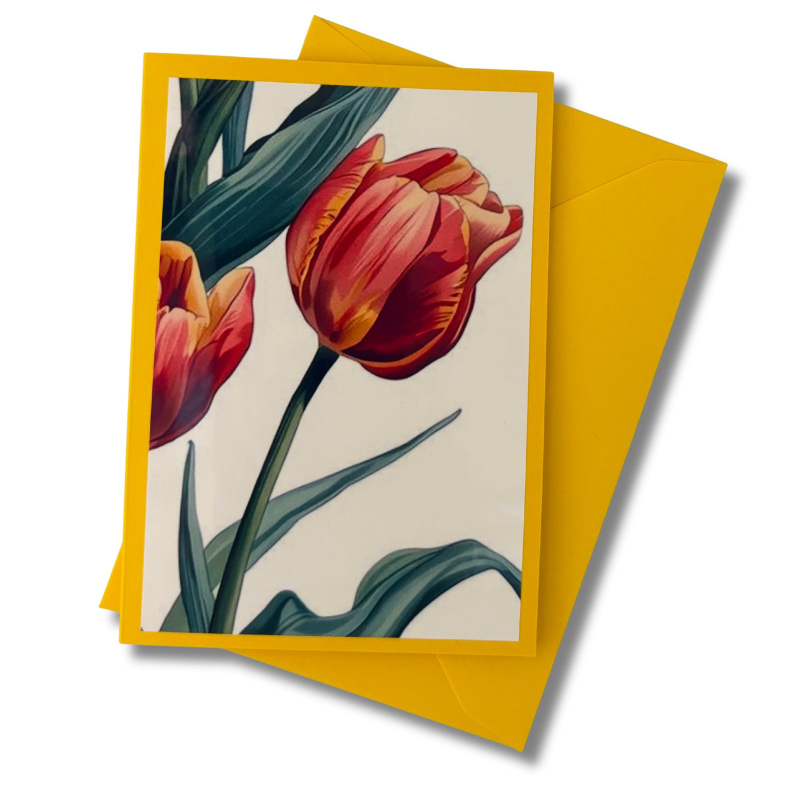Mini-Karte Tulpe orange-gelb
