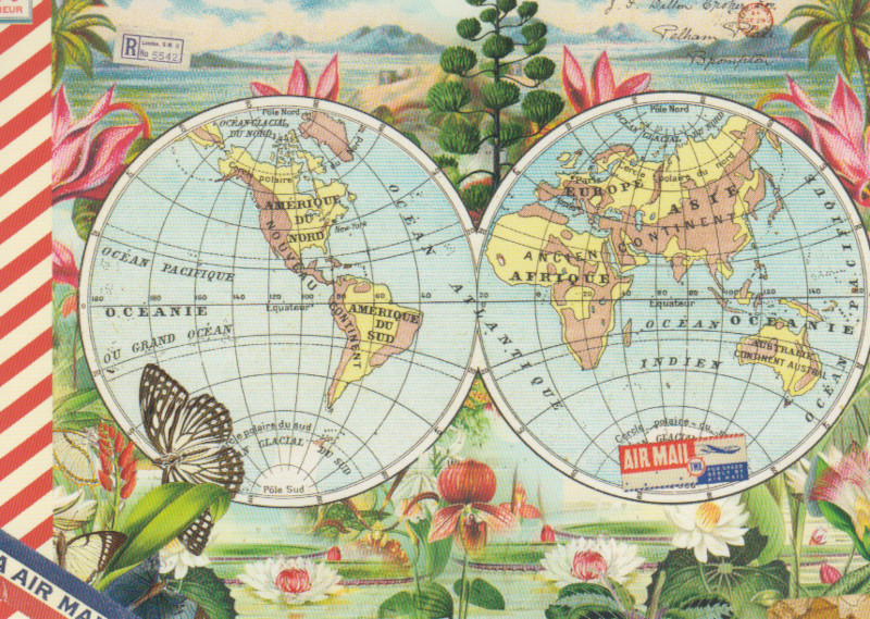 Postkarte Mappe du monde